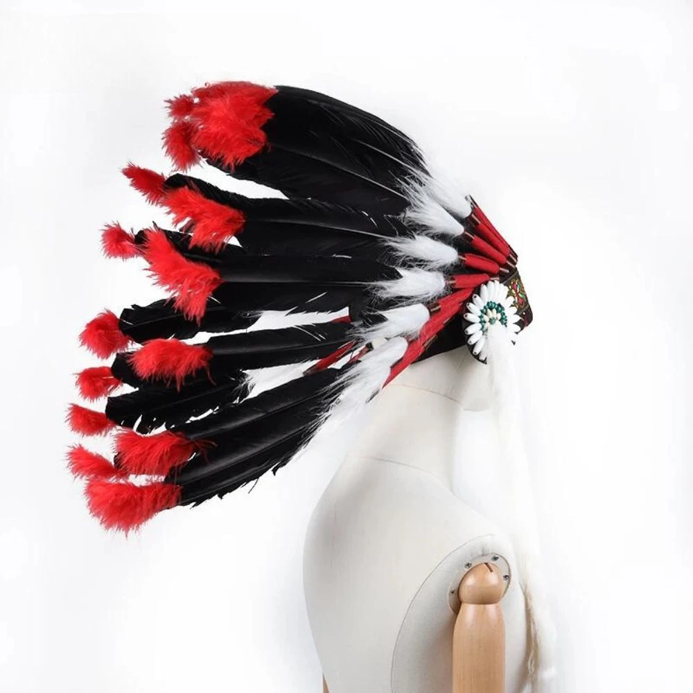 Chapeau Coiffe Indienne Noire Et Rouge 4 Chapeau Coiffe Indienne Noire Et Rouge – Image 2