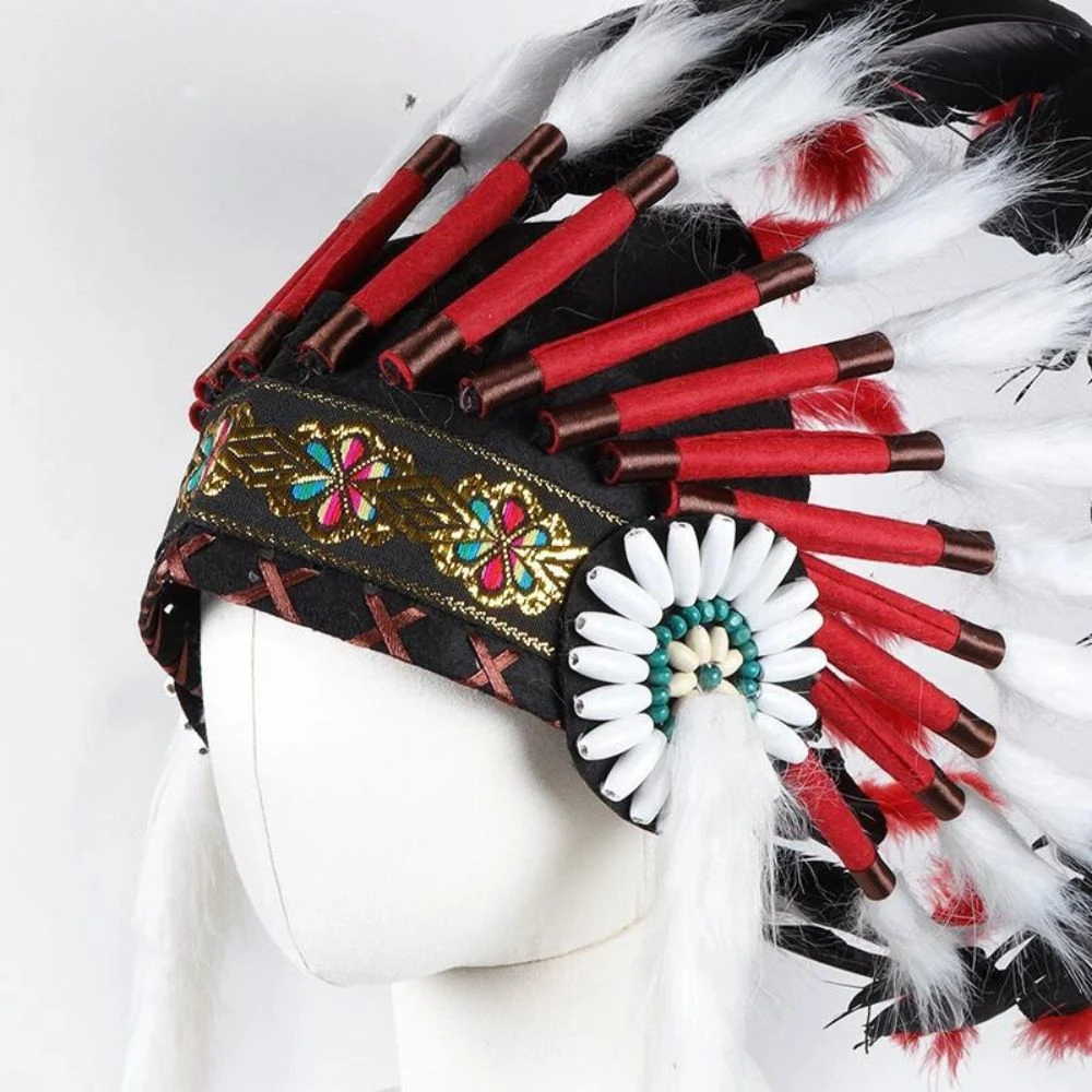 Chapeau Coiffe Indienne Noire Et Rouge 8 Chapeau Coiffe Indienne Noire Et Rouge – Image 6