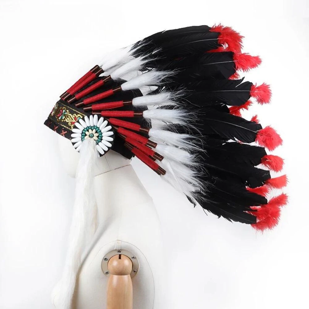 Chapeau Coiffe Indienne Noire Et Rouge 7 Chapeau Coiffe Indienne Noire Et Rouge – Image 5