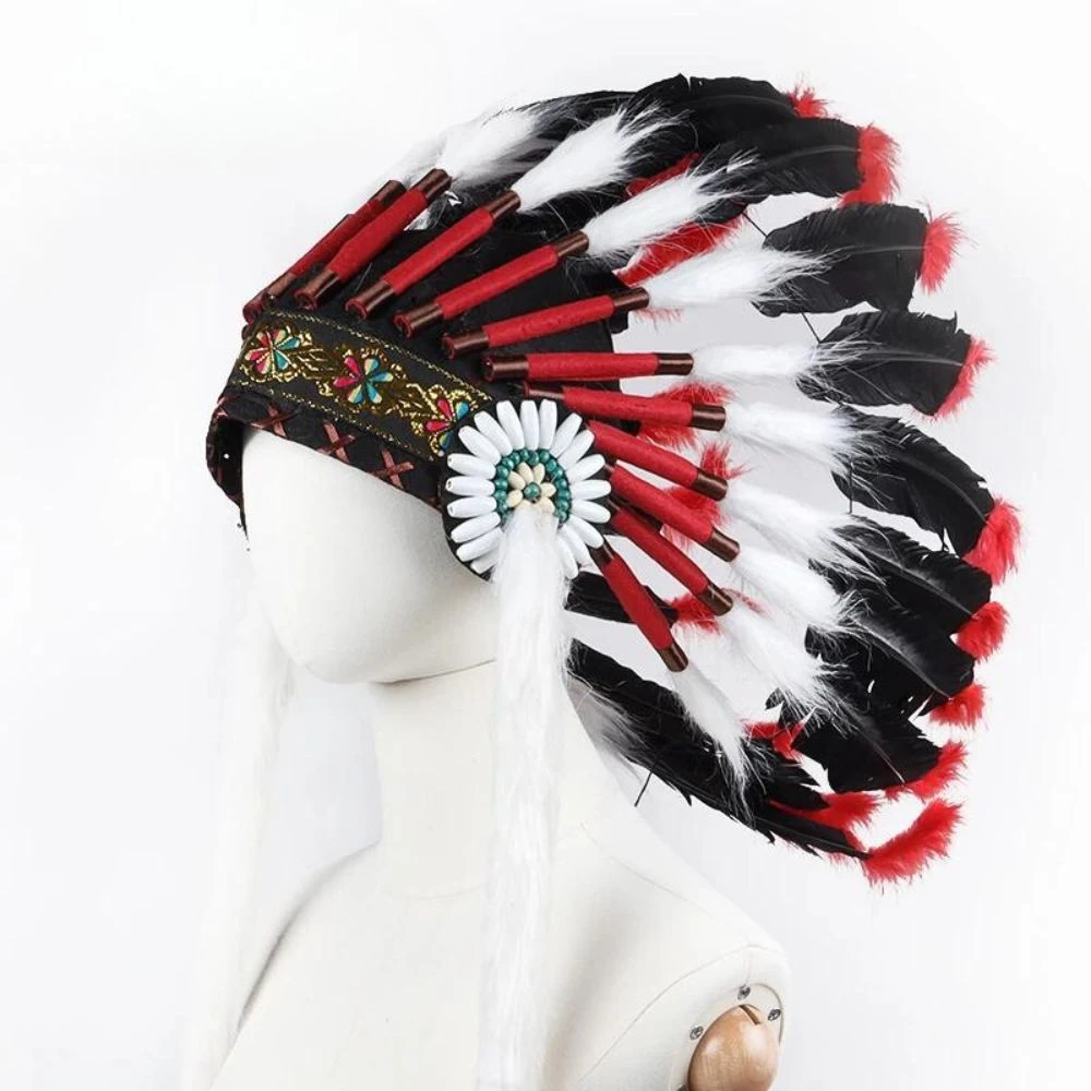 Chapeau Coiffe Indienne Noire Et Rouge 3 Chapeau Coiffe Indienne Noire Et Rouge