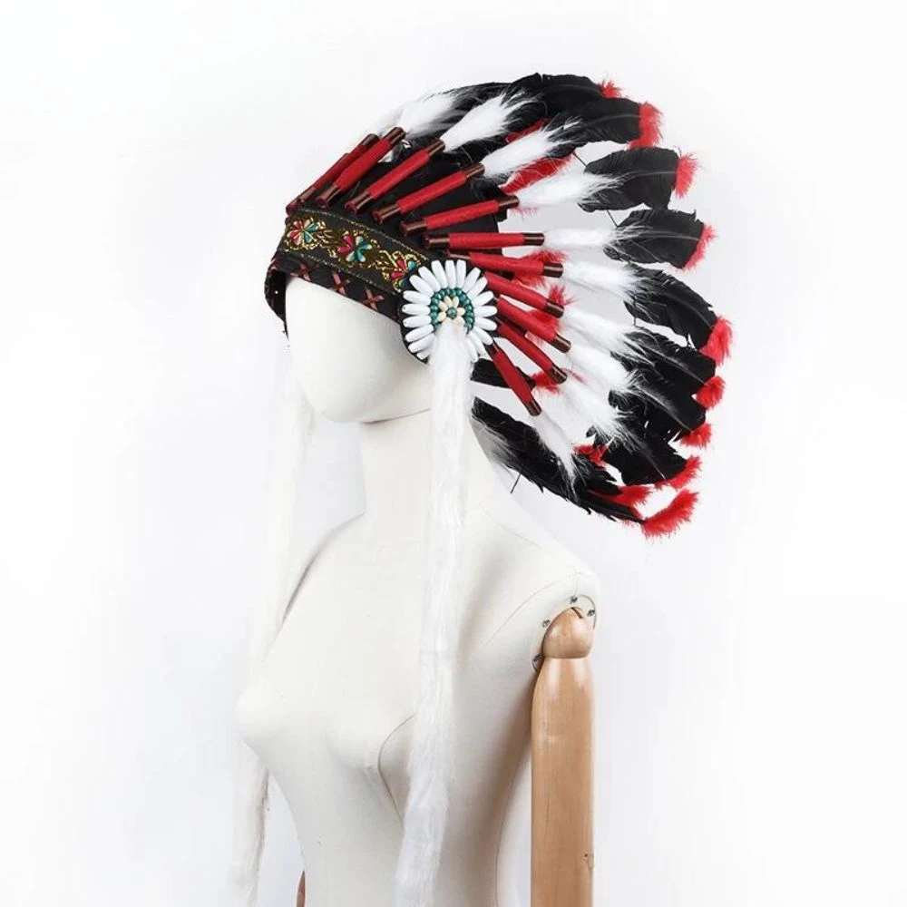 Chapeau Coiffe Indienne Noire Et Rouge 6 Chapeau Coiffe Indienne Noire Et Rouge – Image 4