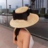 Chapeau De Plage En Paille Avec Un Ruban Noir Pour Femme -Chapeau Chic Soldes IMG chapeau plage paille ruban noir femme
