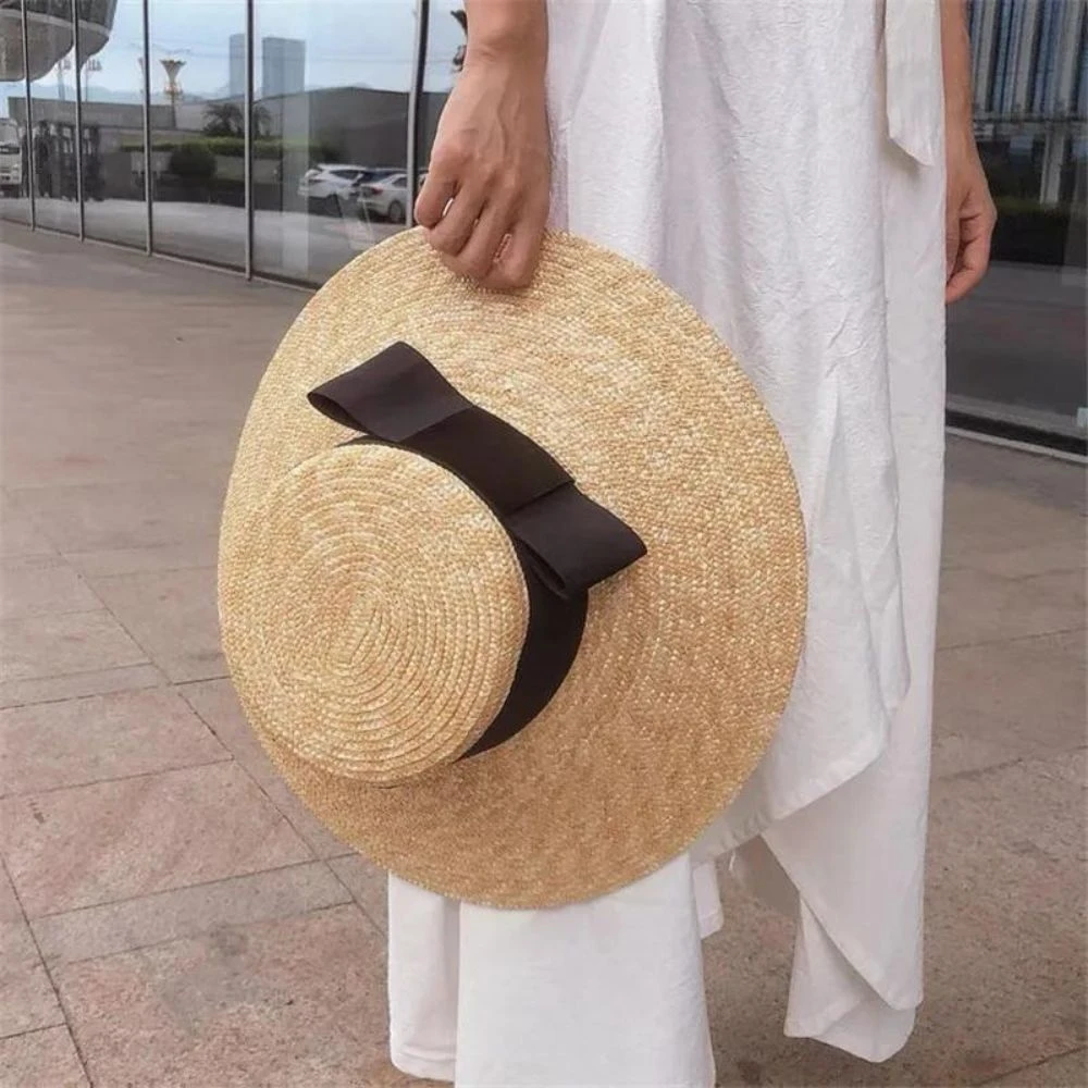 Chapeau De Plage En Paille Avec Un Ruban Noir Pour Femme 8 Chapeau De Plage En Paille Avec Un Ruban Noir Pour Femme – Image 6