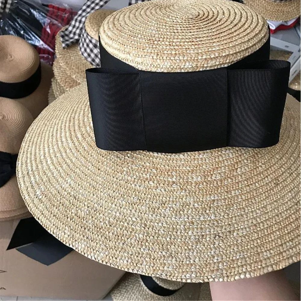 Chapeau De Plage En Paille Avec Un Ruban Noir Pour Femme 5 Chapeau De Plage En Paille Avec Un Ruban Noir Pour Femme – Image 3