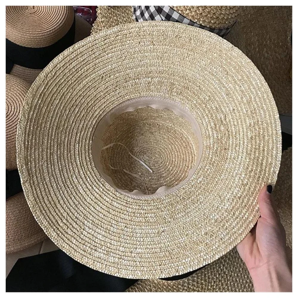 Chapeau De Plage En Paille Avec Un Ruban Noir Pour Femme 4 Chapeau De Plage En Paille Avec Un Ruban Noir Pour Femme – Image 2