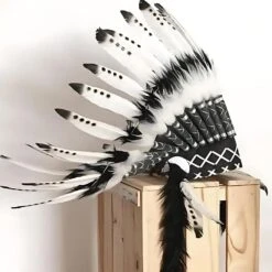 Coiffe Indienne Noire Et Blanche Unisexe