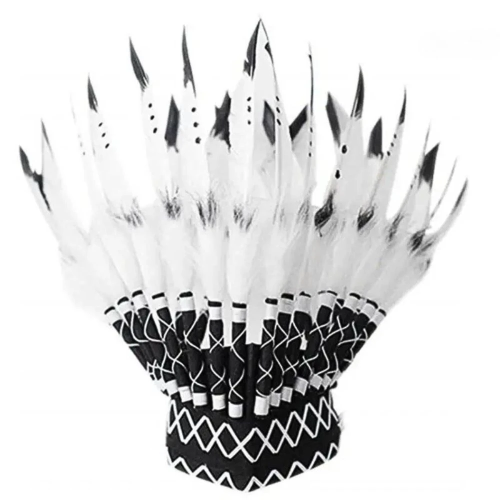 Coiffe Indienne Noire Et Blanche Unisexe 4 Coiffe Indienne Noire Et Blanche Unisexe – Image 2