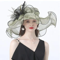 Grand Chapeau Catherinette En Organza Vert Clair 9 Grand Chapeau Catherinette En Organza Vert Clair -Chapeau Chic Soldes ccfb