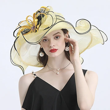 Grand Chapeau Catherinette En Organza Jaune 5 Grand Chapeau Catherinette En Organza Jaune – Image 3