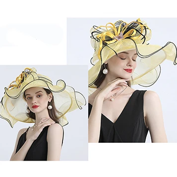 Grand Chapeau Catherinette En Organza Jaune 6 Grand Chapeau Catherinette En Organza Jaune – Image 4