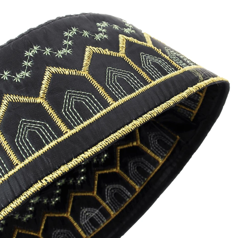 Chapeau Arabe Kufi De Prière Noir 5 Chapeau Arabe Kufi De Prière Noir – Image 3