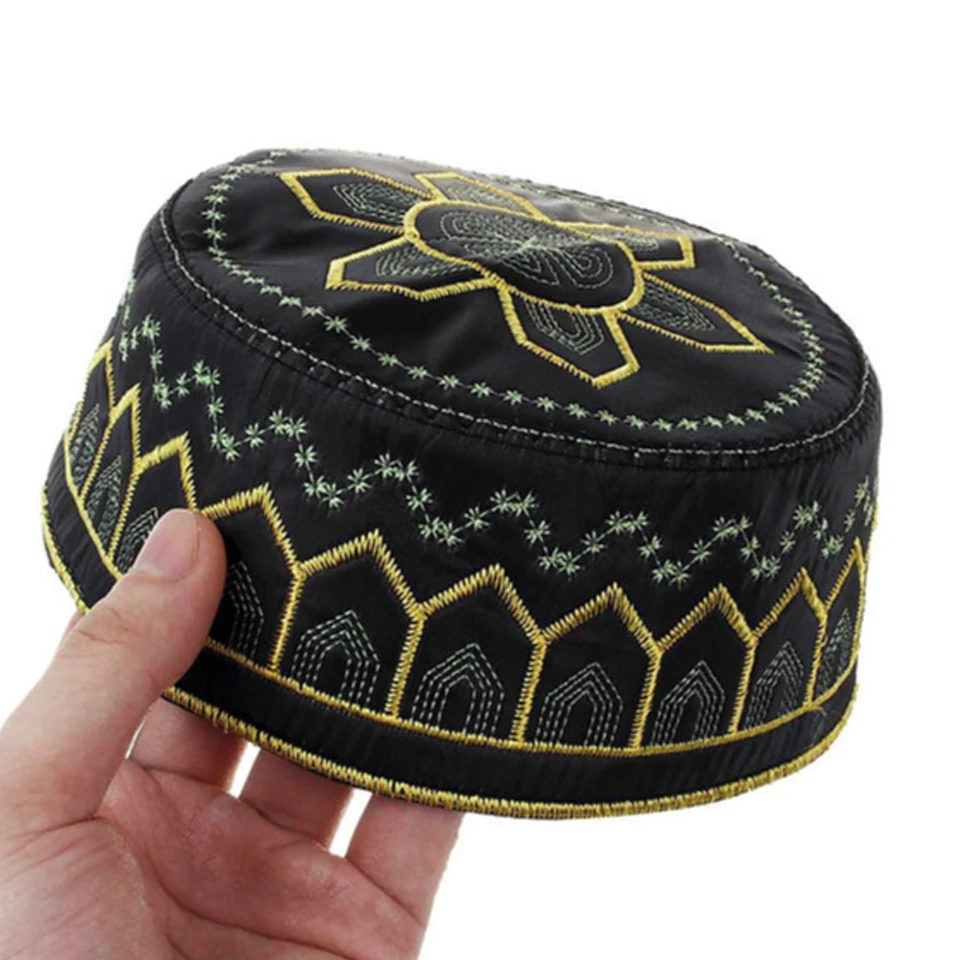 Chapeau Arabe Kufi De Prière Noir 4 Chapeau Arabe Kufi De Prière Noir – Image 2