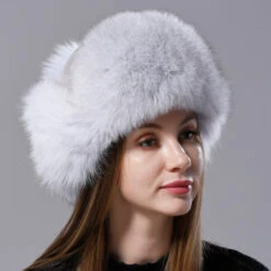 Chapeau Russe En Fourrure Naturelle Pour Femme