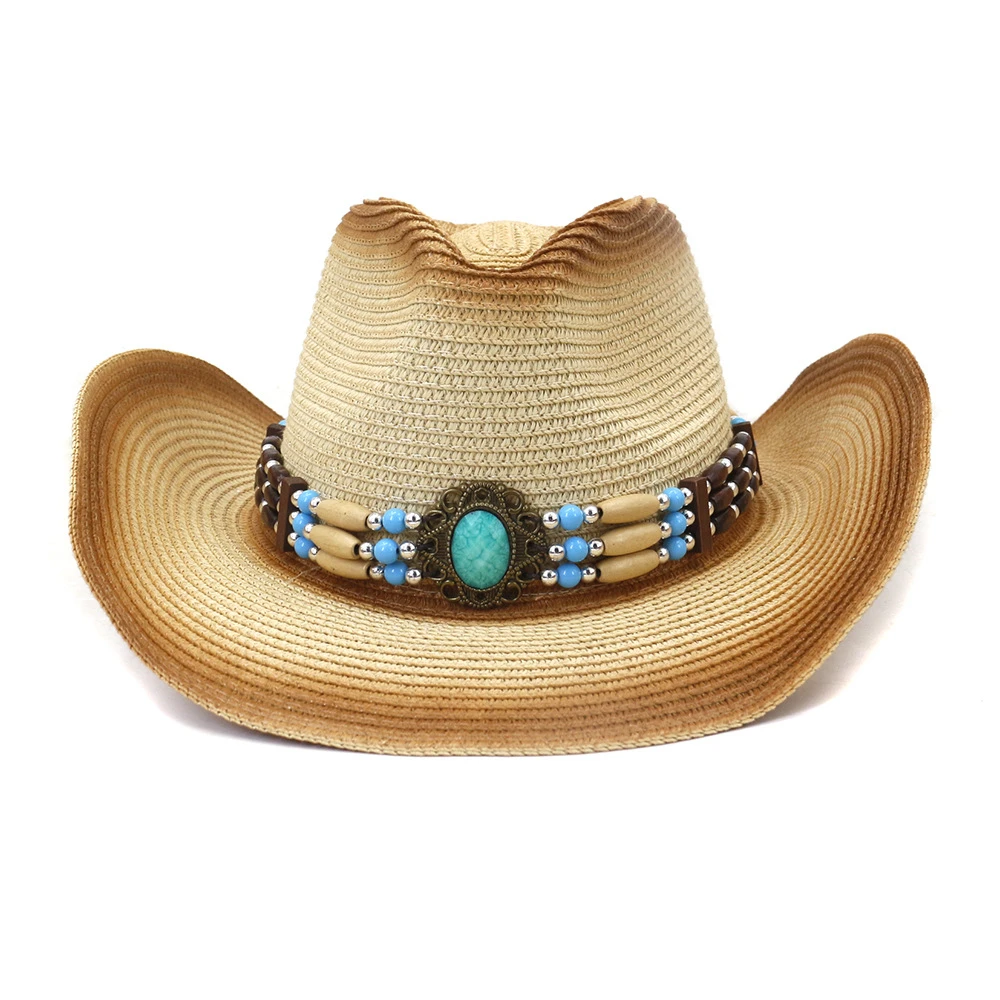 Chapeau Australien En Paille Avec Décorations En Pierres Fantaisie 4 Chapeau Australien En Paille Avec Décorations En Pierres Fantaisie – Image 2