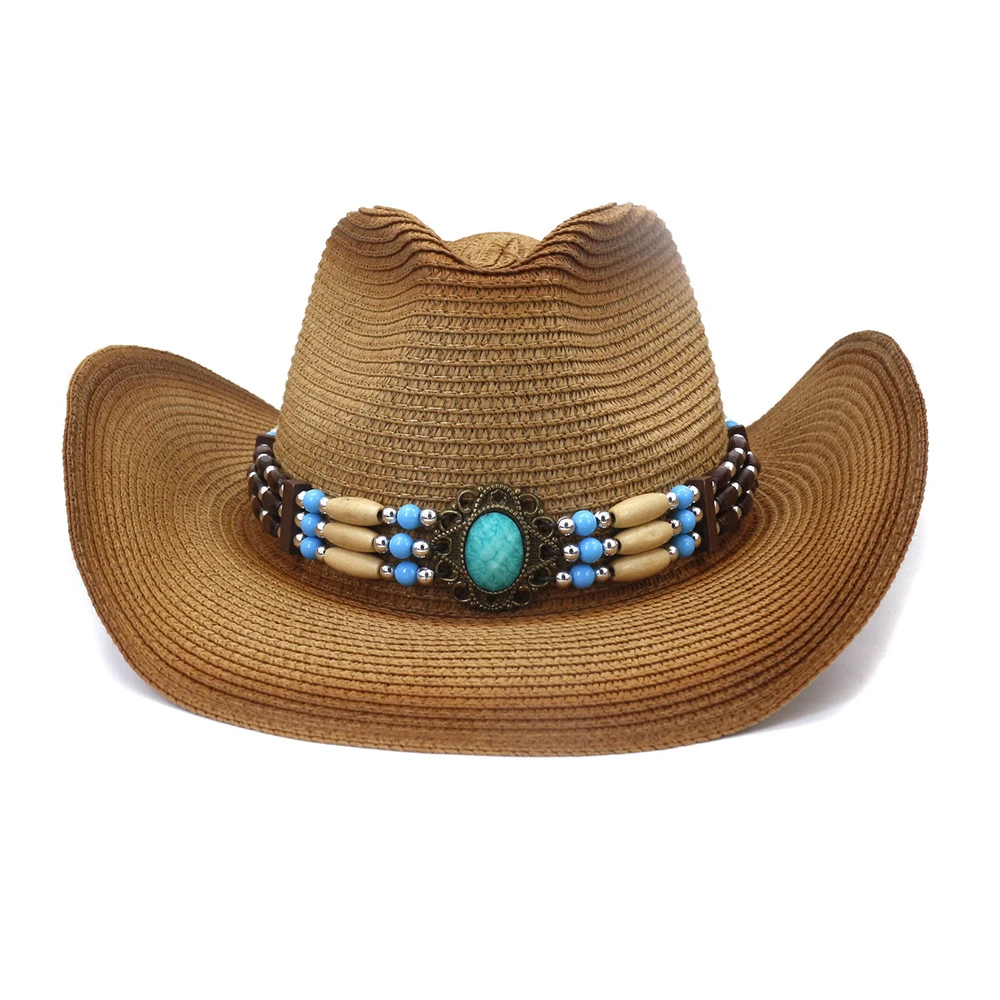 Chapeau Australien En Paille Avec Décorations En Pierres Fantaisie 5 Chapeau Australien En Paille Avec Décorations En Pierres Fantaisie – Image 3